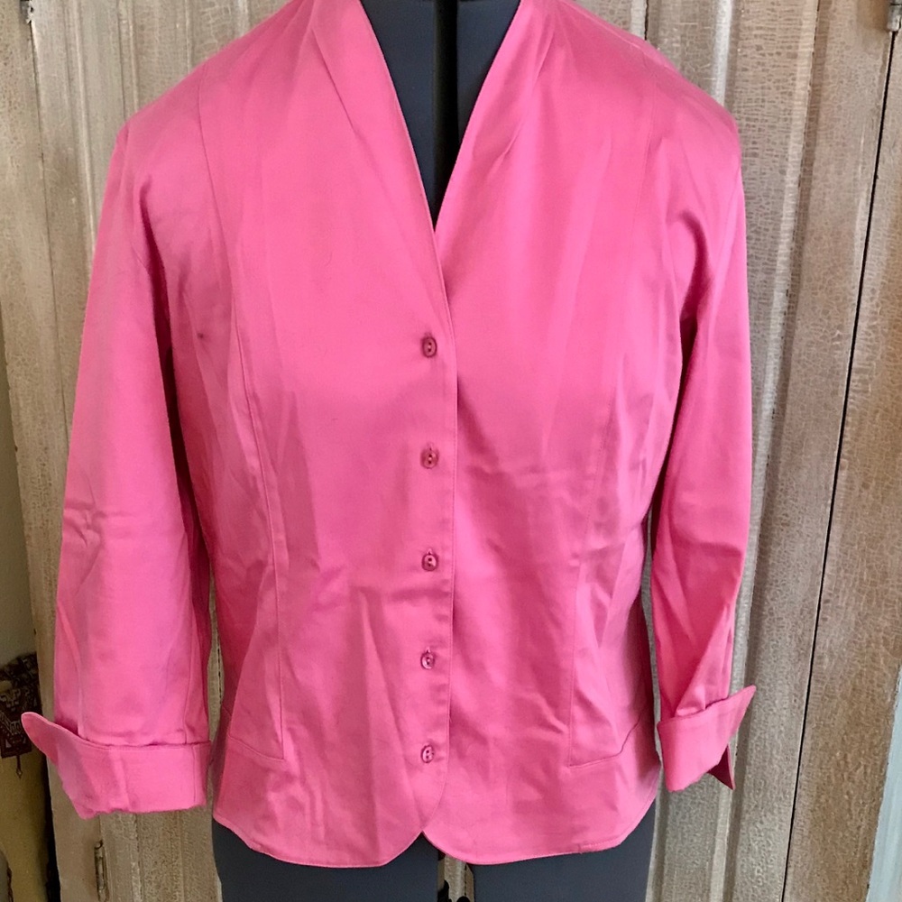 Talbots Deep pink fitted blouse 3/4 length sleeve